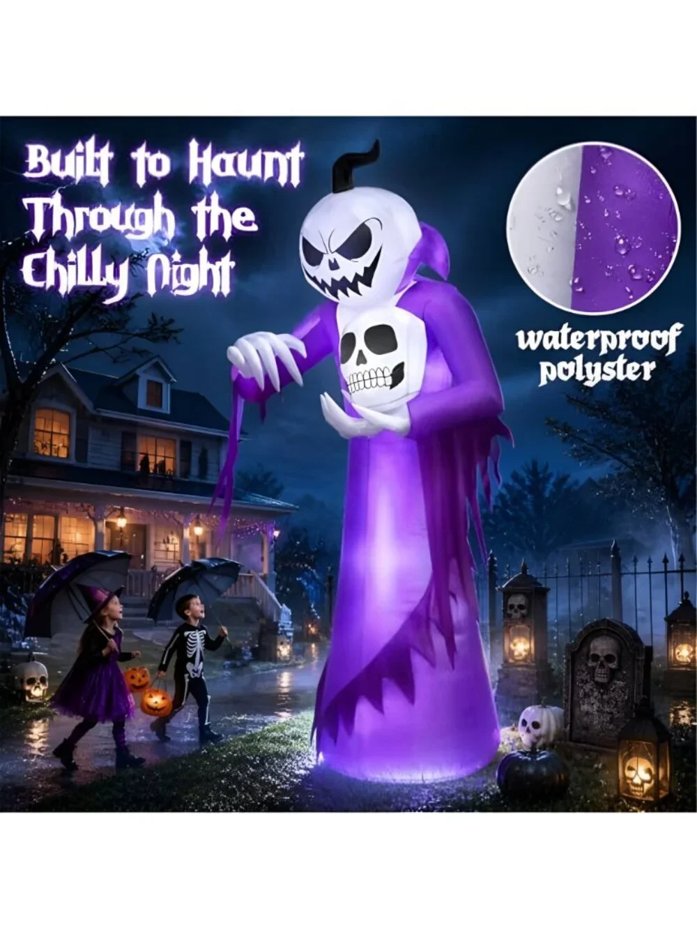 12FT Giant Halloween Inflatables Decorations Outdoor Pumpkin Ghost Wizard